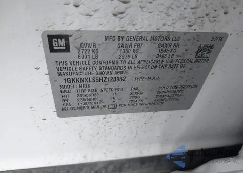 2017 GMC Acadia Denali from USA, damaged, VIN 1GKKNXLS5HZ128052